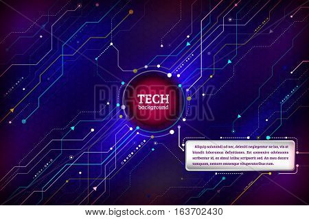 Hi-tech computer digital technology. Abstract technology communication concept. Background with various technological elements. Vector eps10