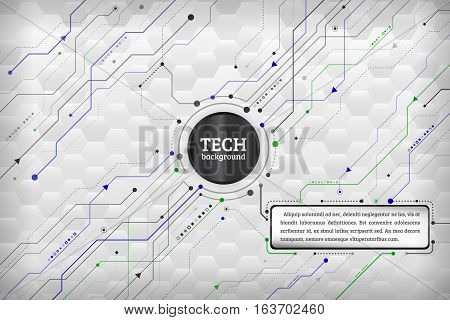 Hi-tech computer digital technology. Abstract technology communication concept. Background with various technological elements. Vector eps10