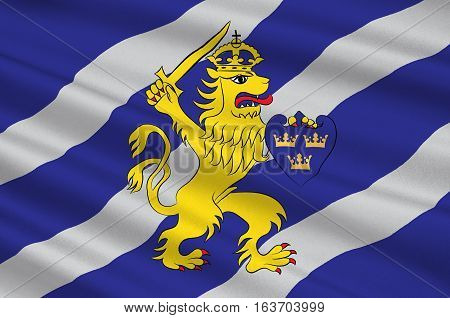 Flag of Gothenburg is the second-largest city in Sweden. 3d illustration