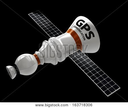 Gps Satellite. Flat 3D Illustration. Wireless Satellite Technology. World Global Net.