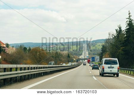 Pov Point Of View Of Cars On Autobahn Highway