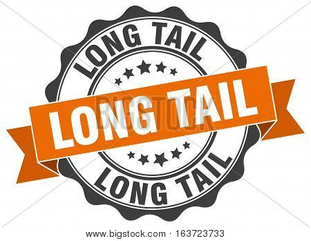 long tail. stamp. sign. seal. round. retro. ribbon