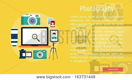 Photography Conceptual Banner | Great flat illustration concept icon and use for design, development, analysis, creative idea, event and much more.