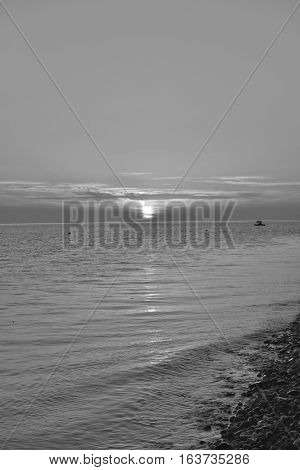 Sunset over the sea in the Bay of Imereti. Sochi Russia