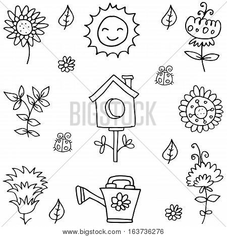Illustration of spring item doodles collection stock
