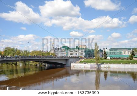 Omsk Russia - May 9: Om River in spring the city of Omsk Siberia Russia
