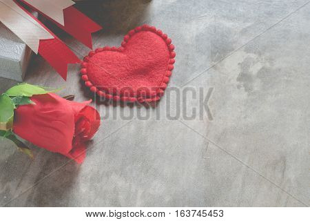 Valentine Day Background, Red Heart With Red White Rose