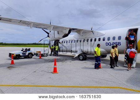 Tongatapu, Tonga - November 10: Fiji Airways Airplane At Fua'amotu International Airport On November