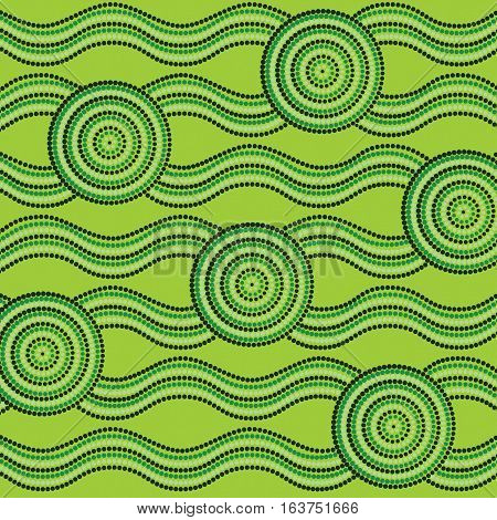 Abstract Aboriginal Dot Painting In Vector Format.