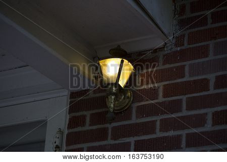 Close up of an antique porch light