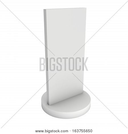 LCD Screen Stand. Blank Trade Show Booth. 3d render of lcd screen isolated on white background. High Resolution. Ad template for your expo design.