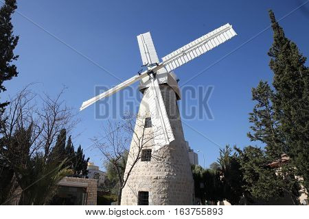 The Montefiore Windmill is a landmark windmill in Jerusalem, Israel. Designed as a flour mill, it was built in 1857 on a slope opposite the western city walls of Jerusalem