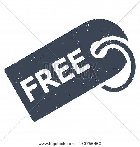 Free Tag grainy textured icon for overlay watermark stamps. Flat symbol with scratched texture. Dotted vector smooth blue ink rubber seal stamp with grunge design on a white background.
