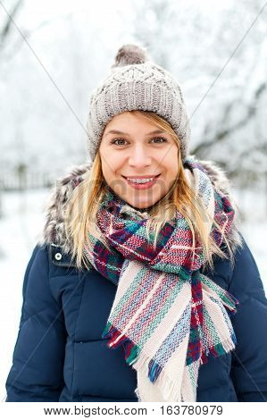 Picture of a beautiful young woman on wintertime