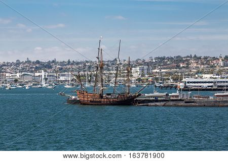 Four Masted Wood Sailboat in San Diego