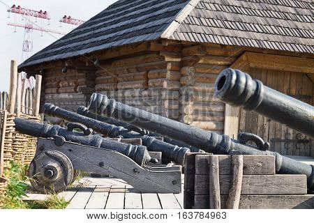 old cannons in the Zaporozhye Sech, Ukraine