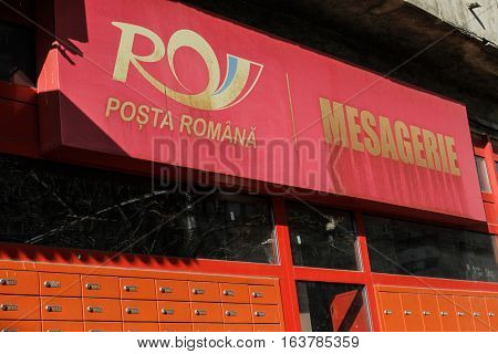 Bucharest Romania 7 February 2016: The Romanian Postal Services Messaging service.