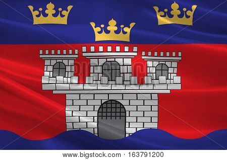 Flag of Jonkoping County is a county in southern Sweden. 3d illustration
