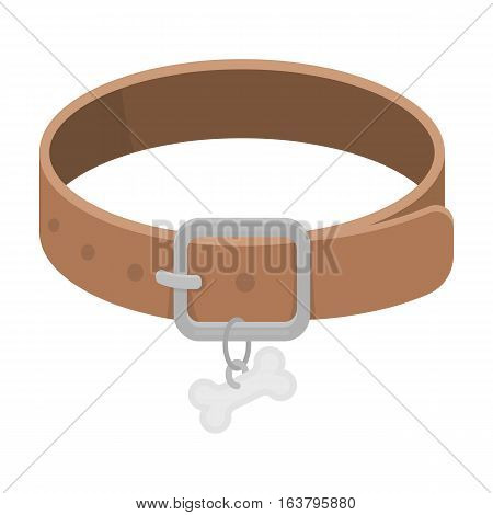 Dog collar icon in cartoon design isolated on white background. Veterinary clinic symbol stock vector illustration.