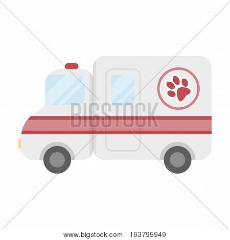 Veterinary ambulance icon in cartoon design isolated on white background. Veterinary clinic symbol stock vector illustration.