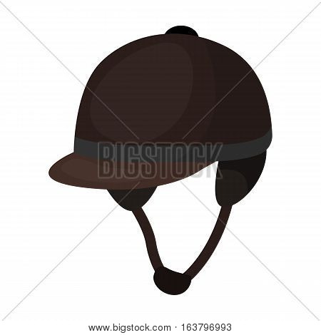 Jockey's helmet icon in cartoon design isolated on white background. Hippodrome and horse symbol stock vector illustration.