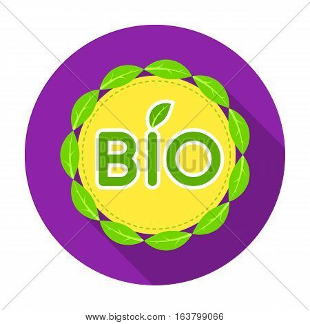 Bio label icon in flat design isolated on white background. Bio and ecology symbol stock vector illustration.