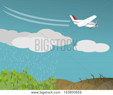 Artificial rain Rainmaking Cloud seeding vector design
