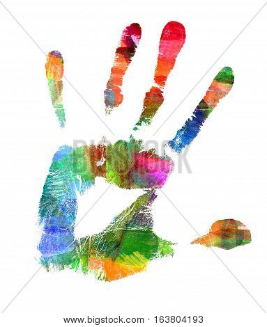 Abstract Oil Painting. Hand Print. Smeared Spot