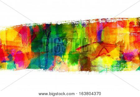 Abstract Guasch Painting. Brush Stroke. Freehand Drawing