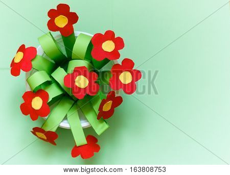 Paper kreativity flowers. Children's gift for mother's day. bouquet for mom