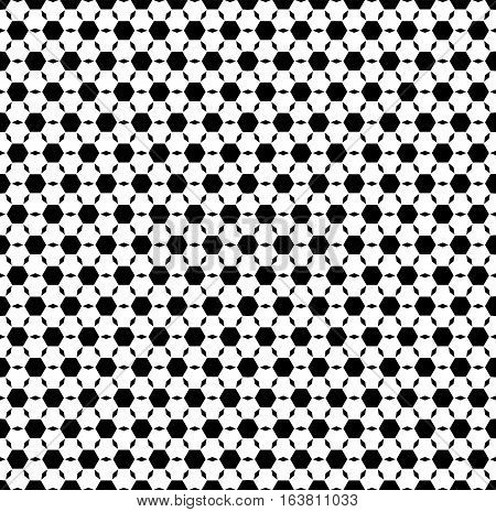Vector monochrome seamless pattern, repeat ornamental background, black & white geometric tiles, hexagons & rhombuses. Abstract texture for tileable print, decoration, textile, wrappung, digital projects, web