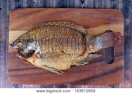 Ready Served Deep Fried Fish ,nile Tiapia, On Butcher Served.