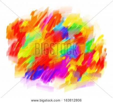 Abstract oil painting. Blot. Blurred spot. Blank colorful blotch. Freehand drawing. Isolated on white background
