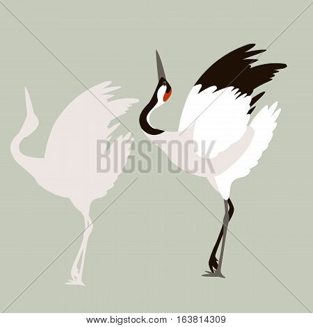 Crane vector illustration style Flat set silhouette