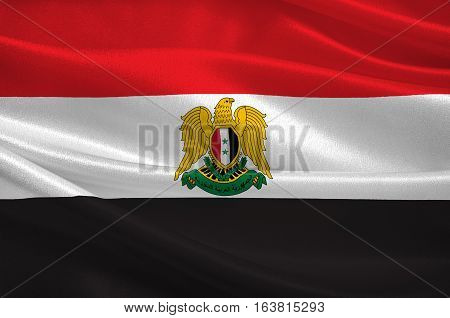 Flag of Syria officially the Syrian Arab Republic is a country in Western Asia. 3d illustration