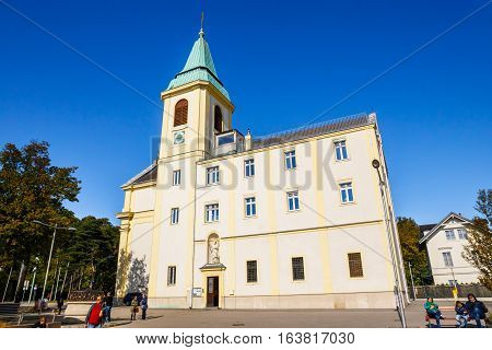 Vienna, Austria - 15 October, 2016: Tousists Visit St. Josefskirche At Kahlenberg In Vienna, Austria