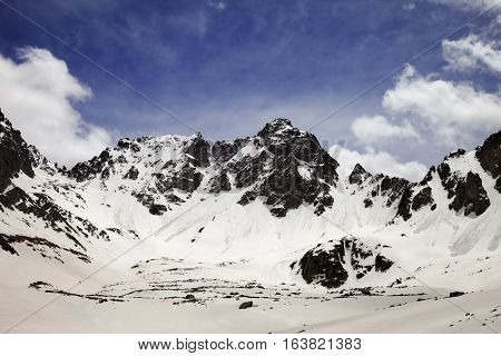 Snow Mountains In Spring