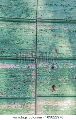 Detail of old wooden door of the typical house in Tucepi village, Croatia.