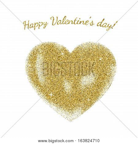 Gold glitter heart sign with sparkles isolated on white background. Gold sparkles and glitter vector illustration.
Valentine's day greeting card. Design for wedding card, valentine, save the date.