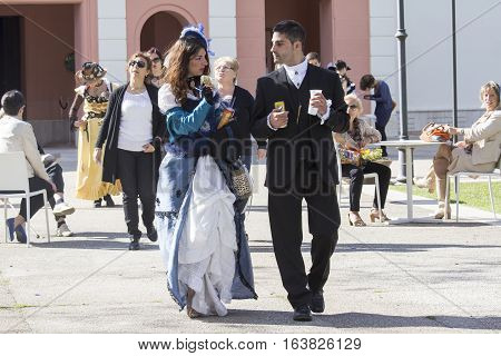 CAGLIARI, ITALY - June 1, 2014: Sunday at La Grande Jatte public gardens - Sardinia
