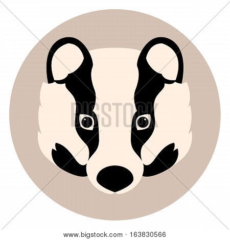 badger face  vector illustration style Flat side front