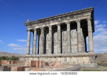 Ancient Garni Pagan Temple the hellenistic temple in Republic of Armenia. The Garni Temple is the fine example of the ancient Greek and Roman architecture