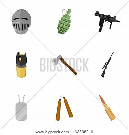 Weapon set icons in cartoon style. Big collection of weapon vector symbol stock