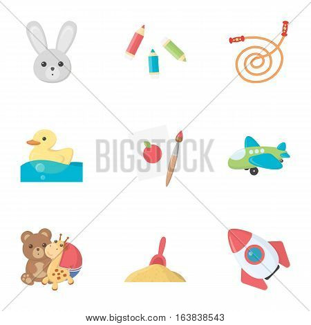 Toys set icons in cartoon style. Big collection of toys vector symbol stock