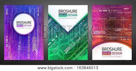 Abstract technology brochure. Futuristic book cover layout. Digital corporate business template design of flyer. Abstract geometric backgrounds of report brochure. Vector illustration eps 10