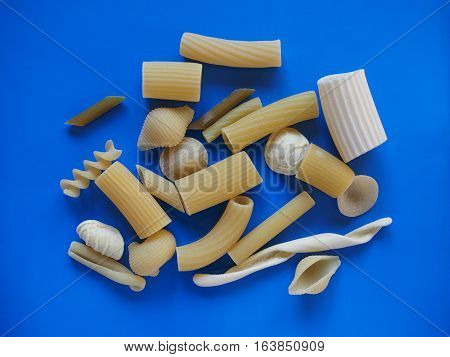 Traditional Italian Pasta, Blue Background