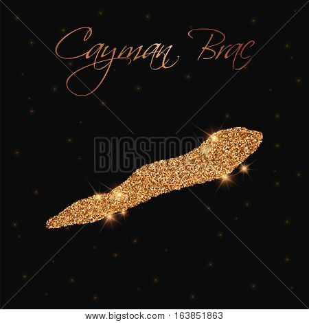 Cayman Brac Map Filled With Golden Glitter. Luxurious Design Element, Vector Illustration.