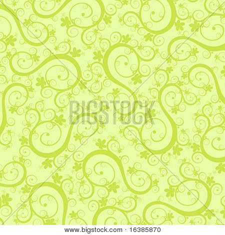 green flowers ornament on yellow background (wallpaper)