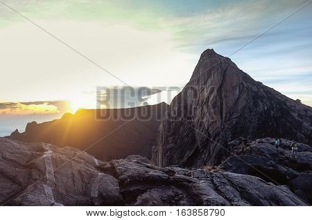 View from Low's Peak of mountain Kinabalu,Sabah,Borneo.Mount Kinabalu is the tallest mountain in Malaysia and the 20th tallest in the World.