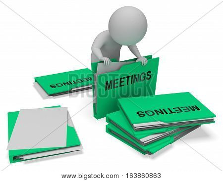 Meetings Folders Means Talk Discussion 3D Rendering